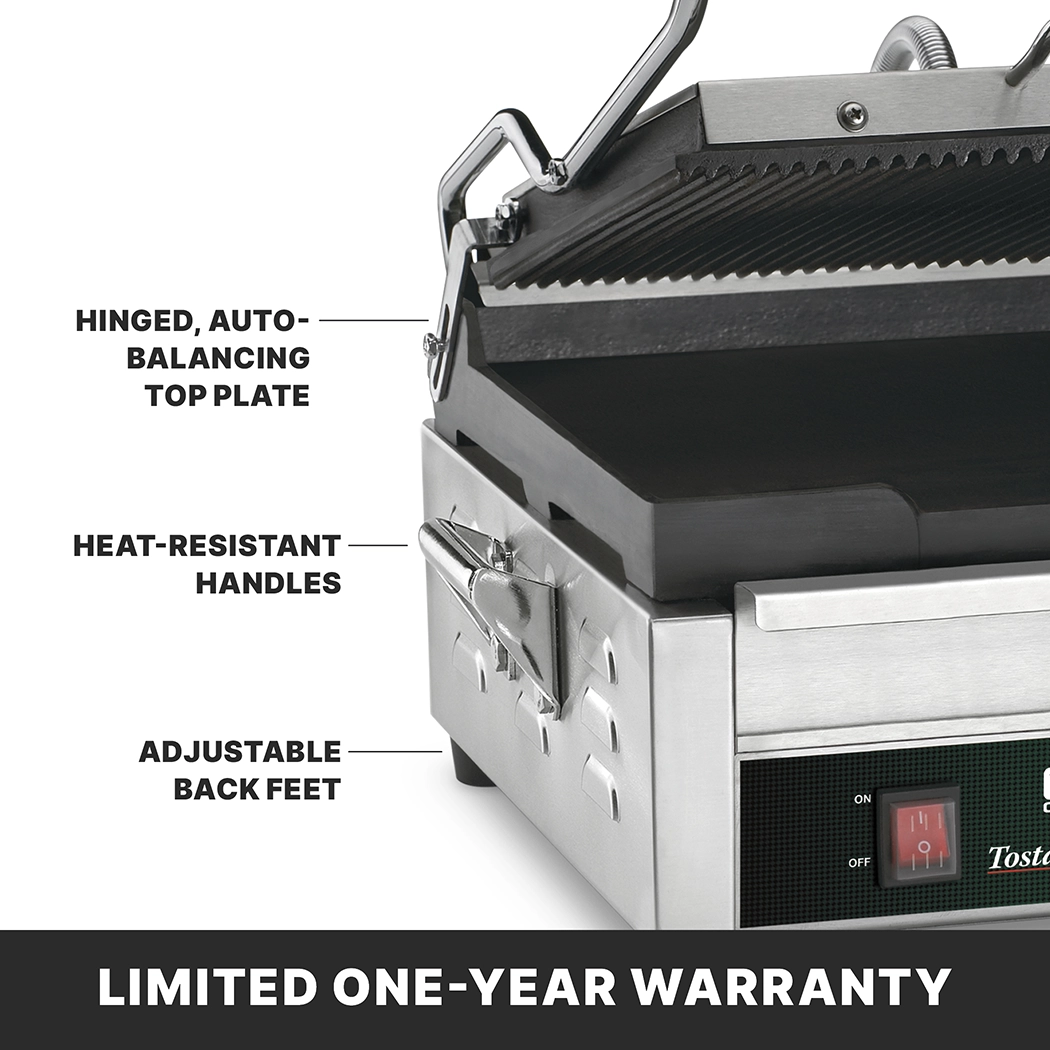 Ribbed and Flat Panini Grill, 14.5" x 11"